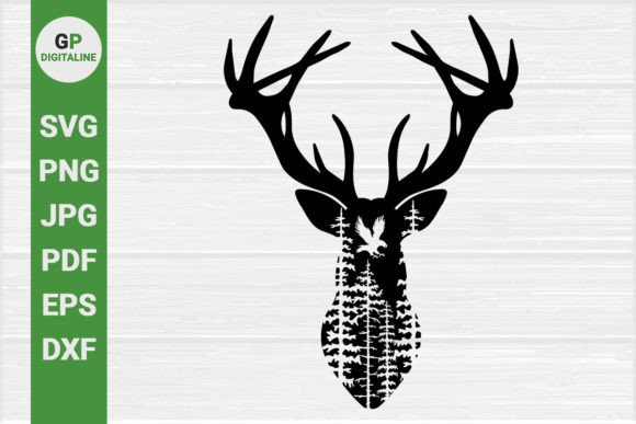 Horned Deer and Eagle, Wilderness SVG