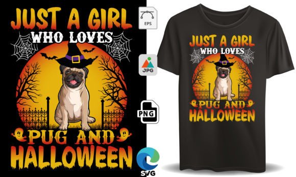 Just a Girl Who Loves Pug and Halloween: A Unique Design Concept for Print on Demand